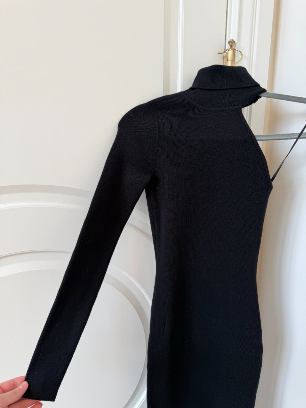 Bardot Black Knit Turtleneck One Shoulder Midi Dress - Picture 4 of 8